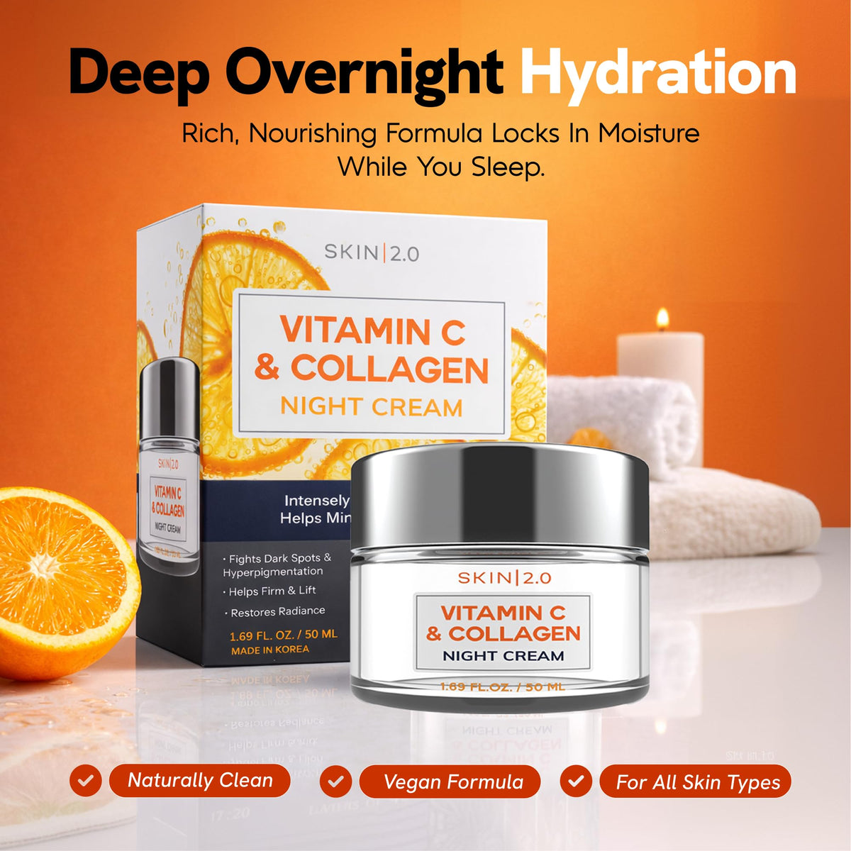 Skin 2.0 Vitamin C & Collagen Night Cream application on face