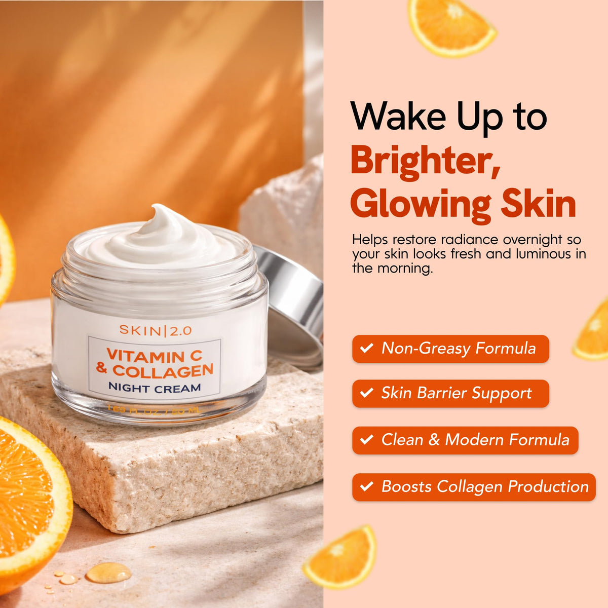 Skin 2.0 Vitamin C & Collagen Night Cream texture on hand