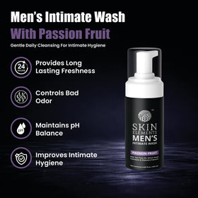 Skin Elements Foaming Men’s Intimate Wash Passion Fruit bottle side view