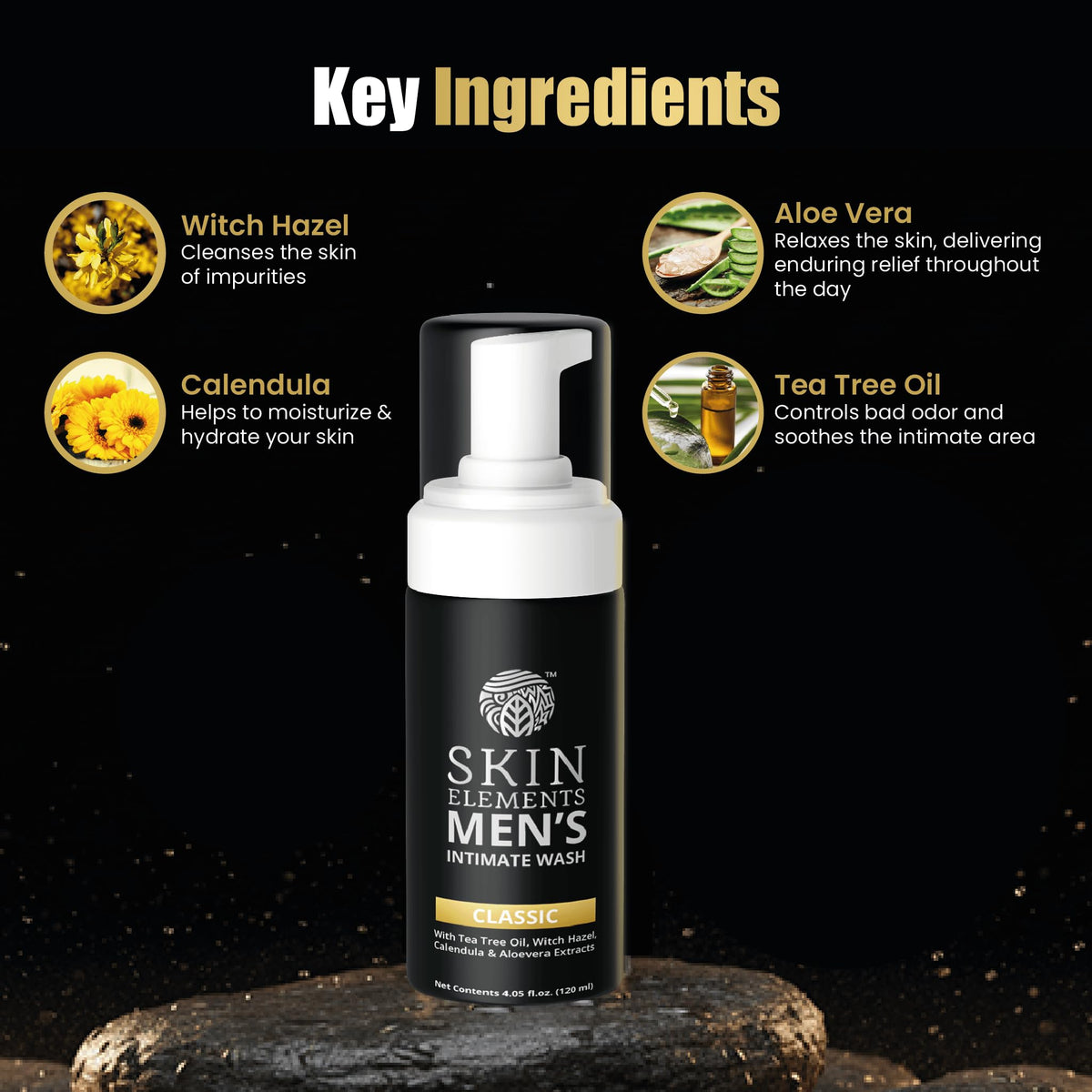 Skin Elements Men's Intimate Wash 4.05 Fl Oz in a lifestyle setting