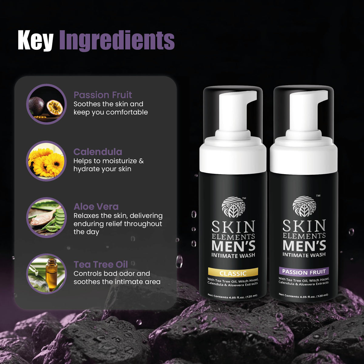 Skin Elements Men's Intimate Wash bottle side view
