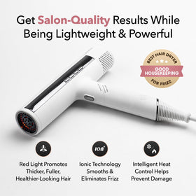 Skin Research Institute DryQ Smart Hair Dryer on a bathroom counter