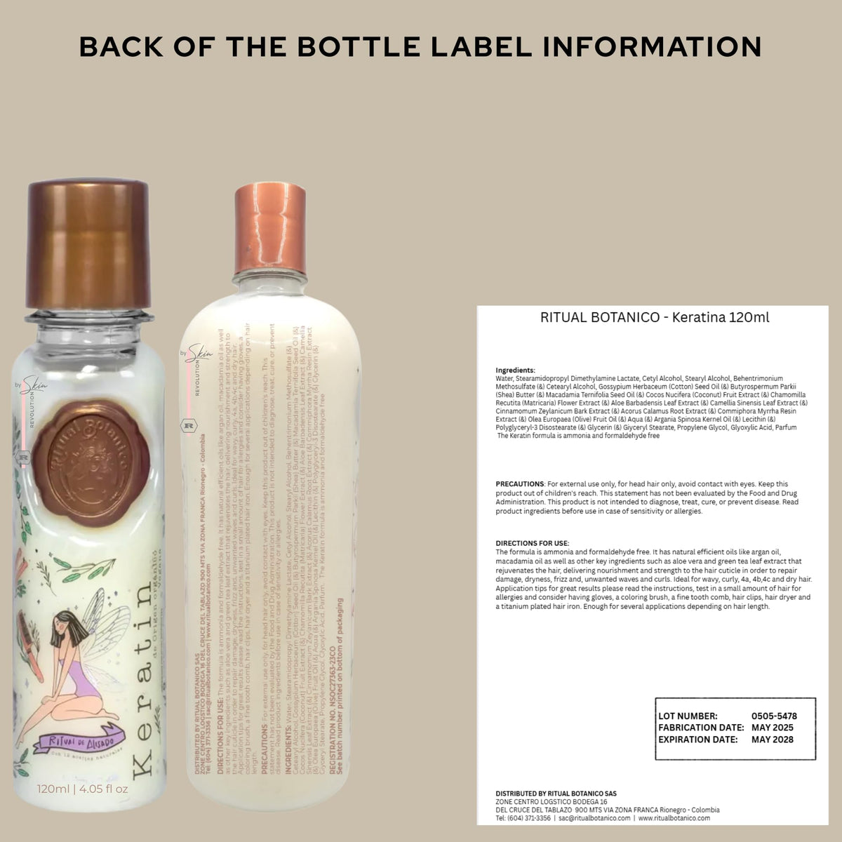 Skin Revolution Organic Keratin 120ml back view