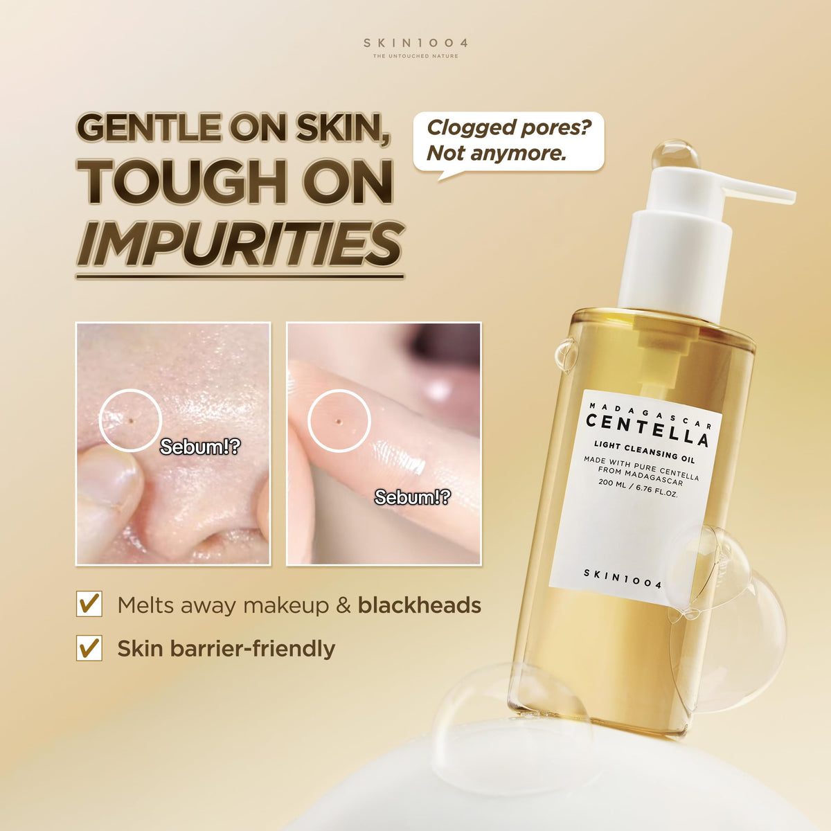 SKIN1004 Madagascar Centella Cleansing Oil with ingredients displayed