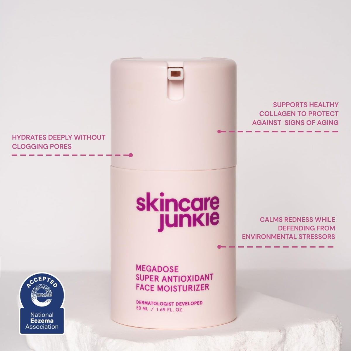Skincare Junkie Megadose Super Antioxidant Face Moisturizer application on skin