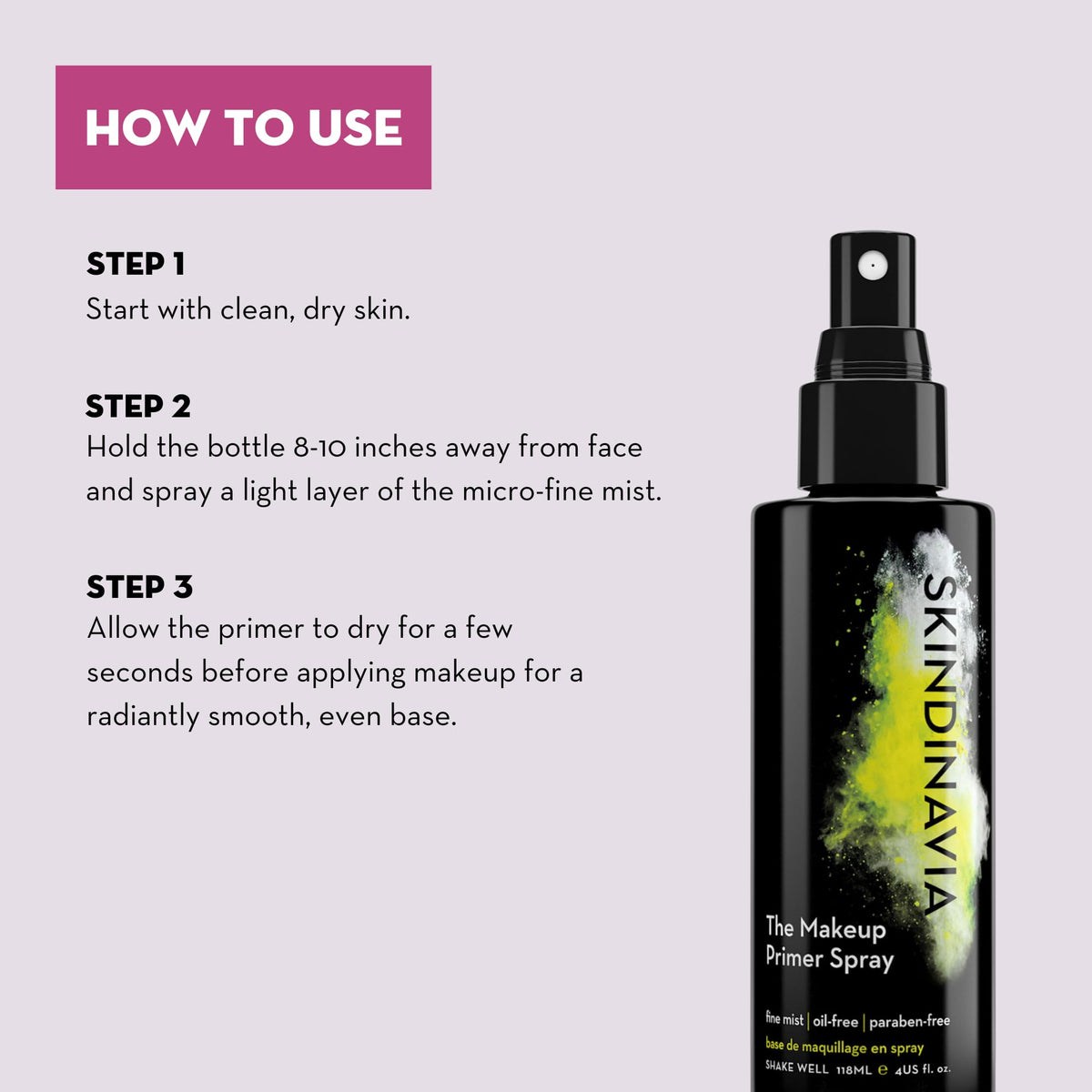 SKINDINAVIA Makeup Primer Spray packaging with label