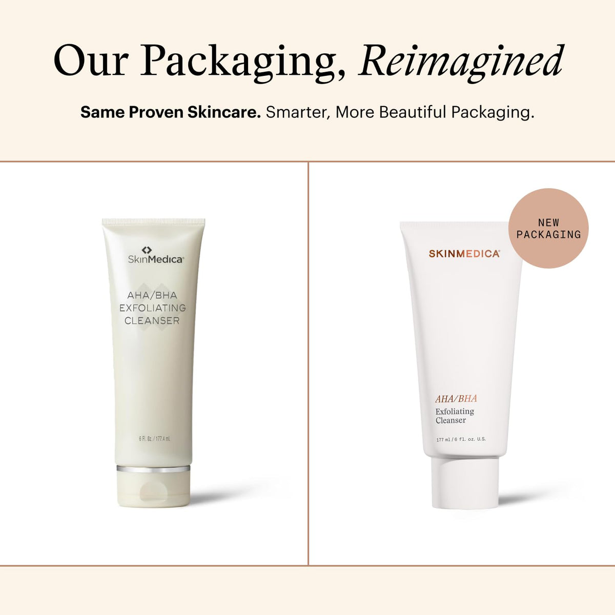 SkinMedica AHA/BHA Exfoliating Face Wash back view with ingredient list
