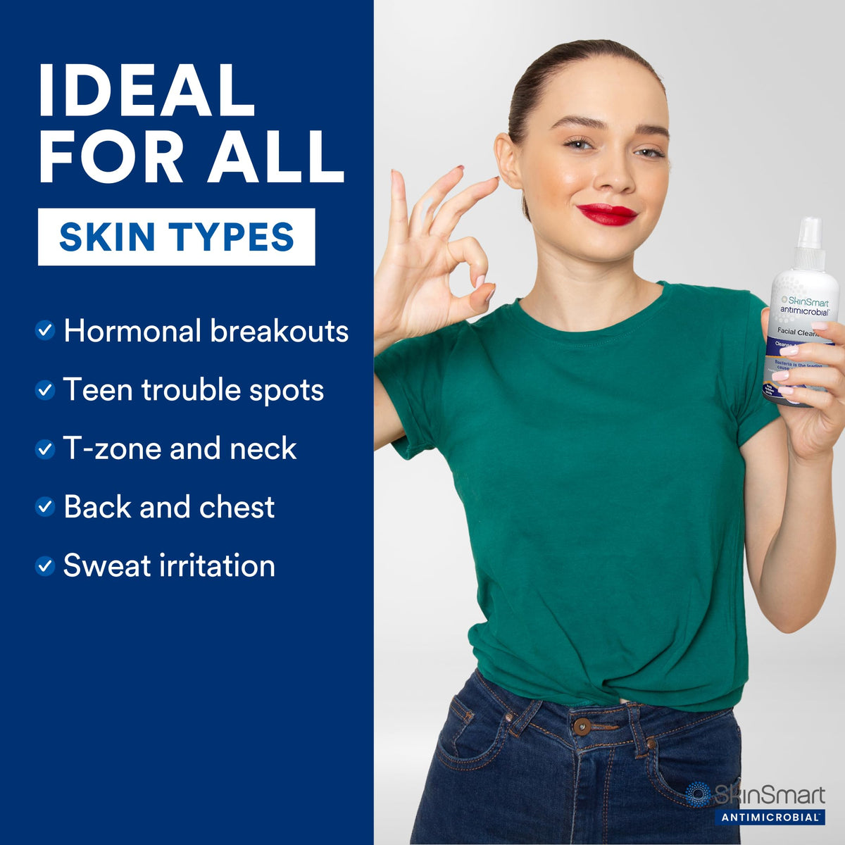 SkinSmart Antimicrobial Facial Cleanser beside skincare routine