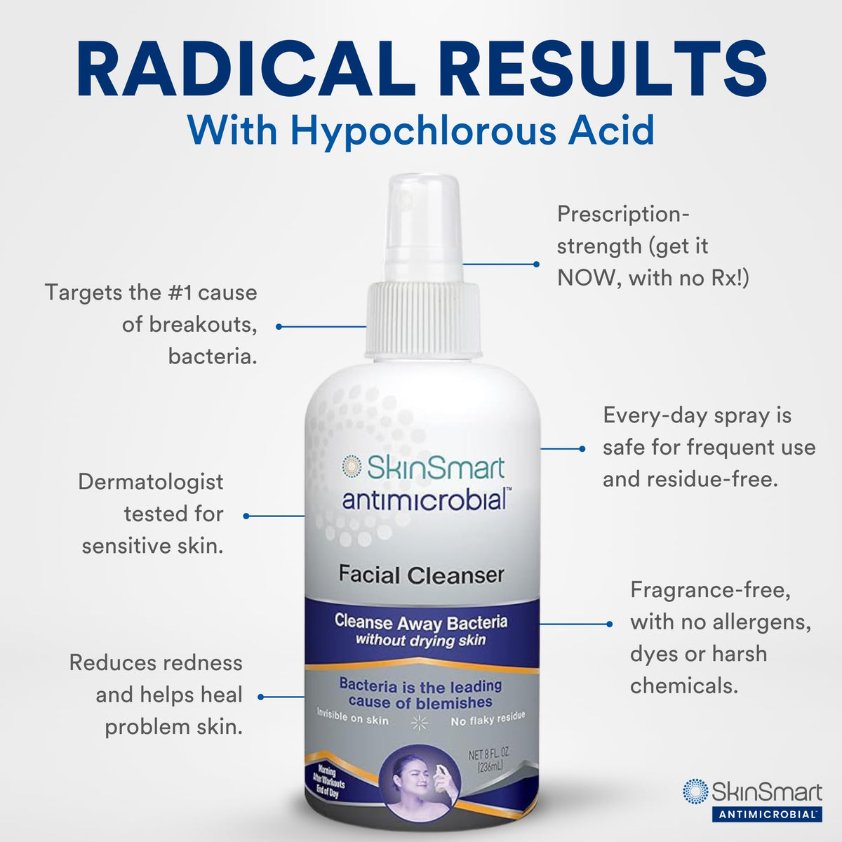 SkinSmart Antimicrobial Facial Cleanser spray application