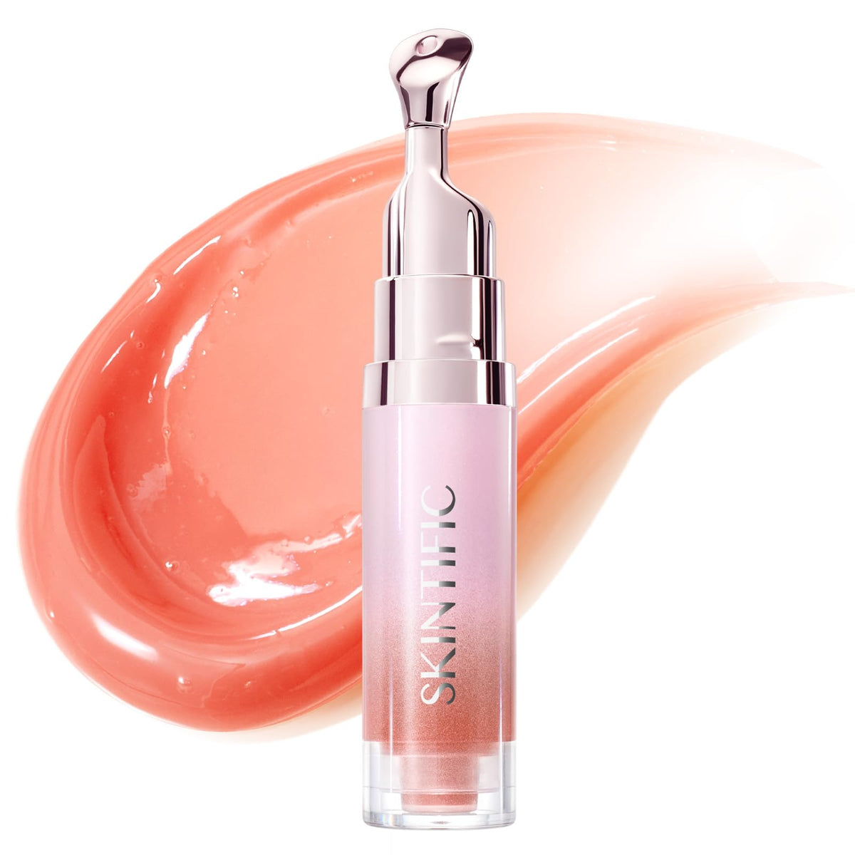 SKINTIFIC Brightening Lip Serum 30g front view with peach rose colour