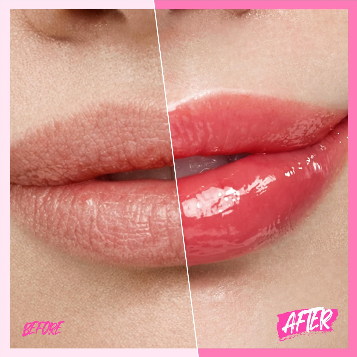 SKINTIFIC Brightening Lip Serum Cherry Red texture on lips