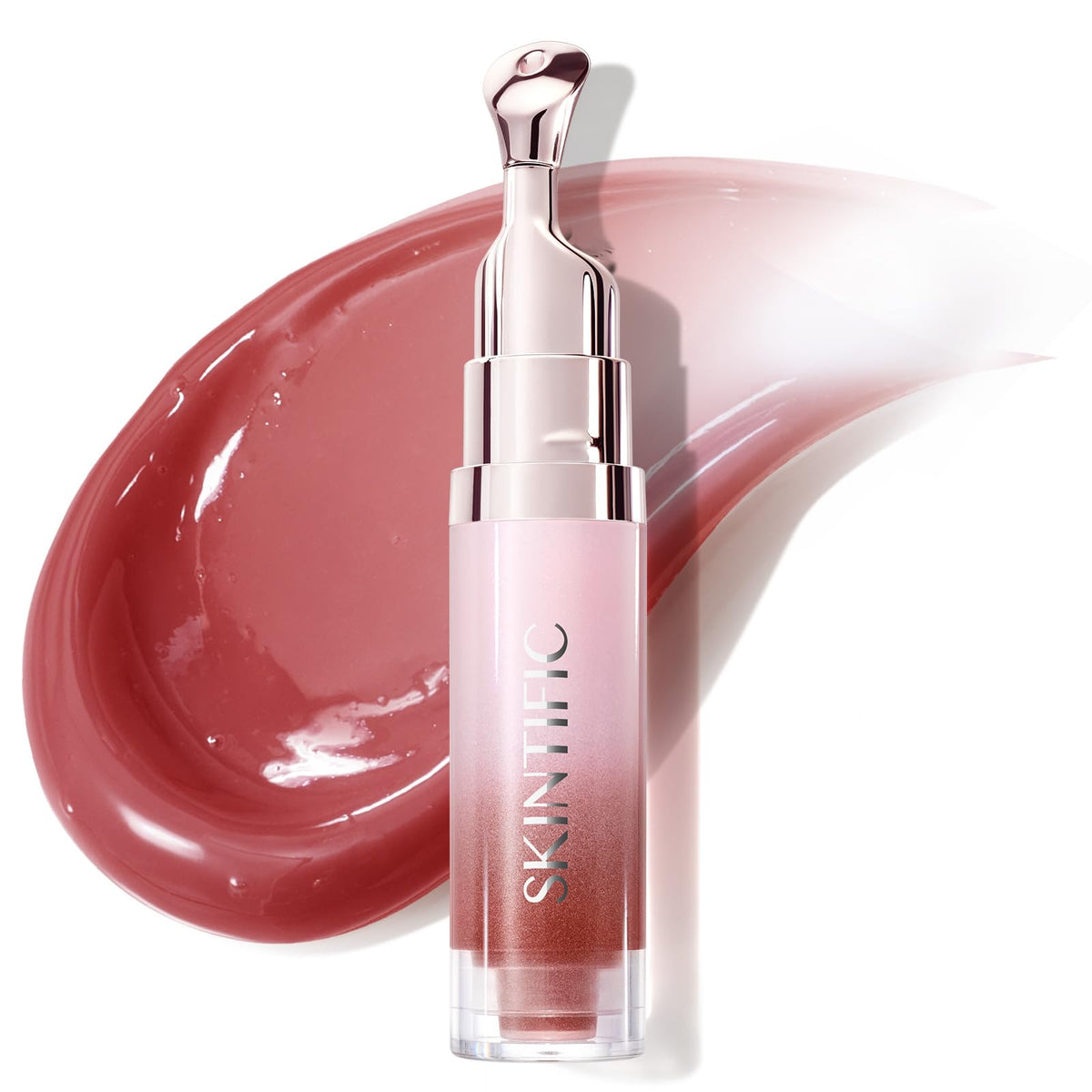 SKINTIFIC Brightening Lip Serum front view with pink ballet design