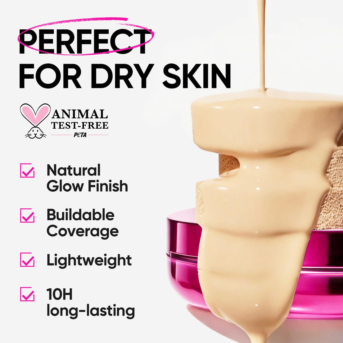 SKINTIFIC Pink Cushion Foundation application on skin
