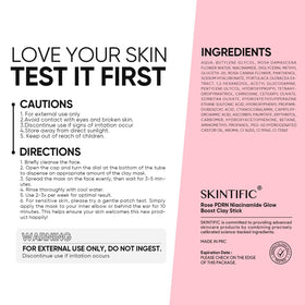 SKINTIFIC Rose PDRN Clay Mask Stick application on skin