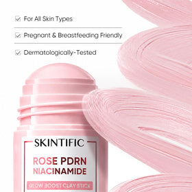 SKINTIFIC Rose PDRN Clay Mask Stick in lifestyle setting