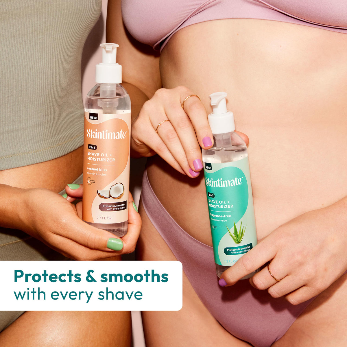 Skintimate 2-in-1 Shave Oil & Moisturizer 7.3oz cap open