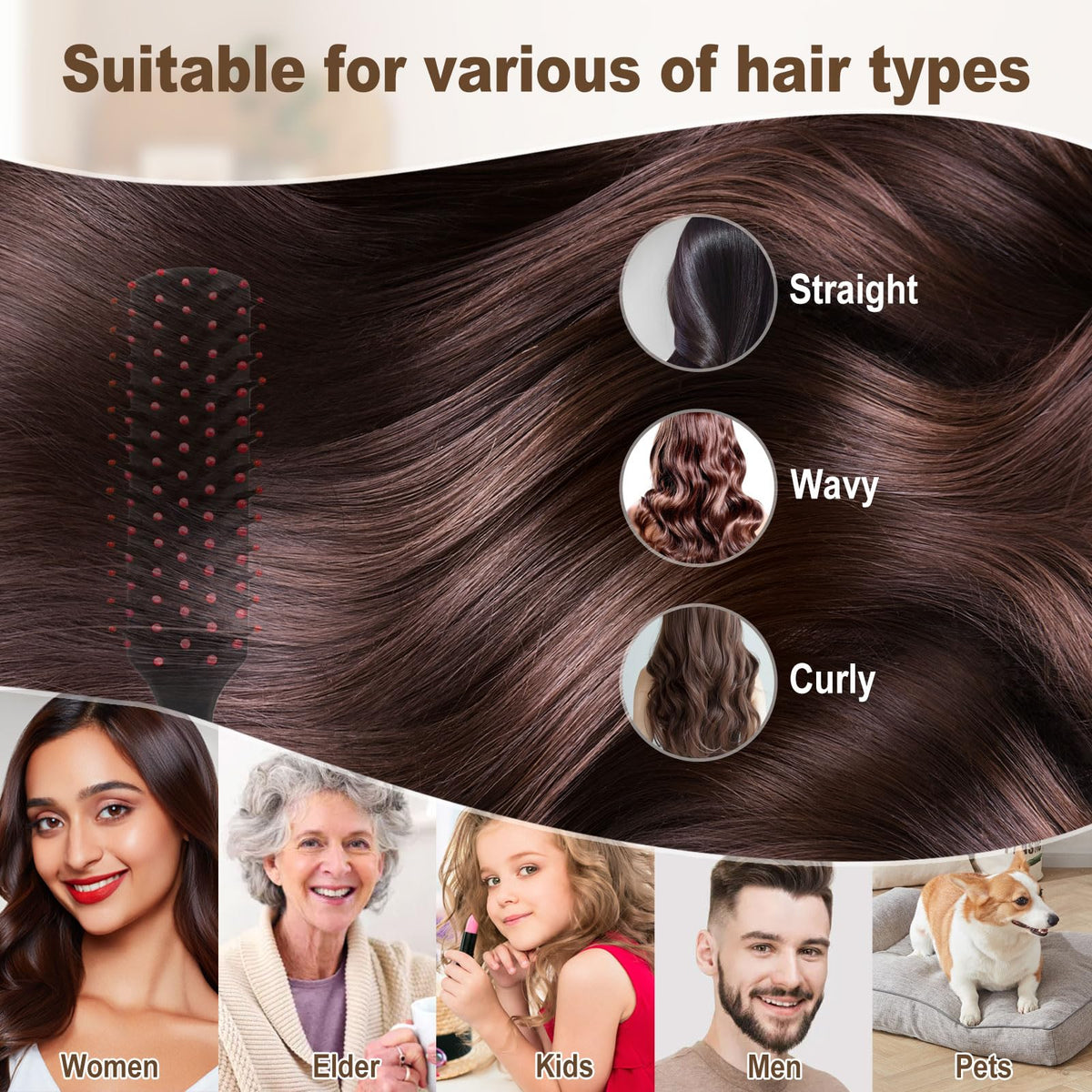 skourvut bulk hair brushes arranged for display