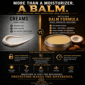 Sky and Oak Bald Head Balm packaging with ingredients list