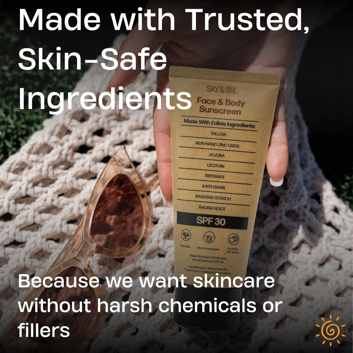 Sky and Sol Natural Mineral Sunscreen SPF 30 application on skin