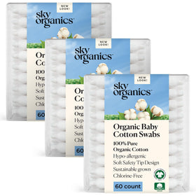 Sky Organics Organic Baby Cotton Swabs 180ct front view