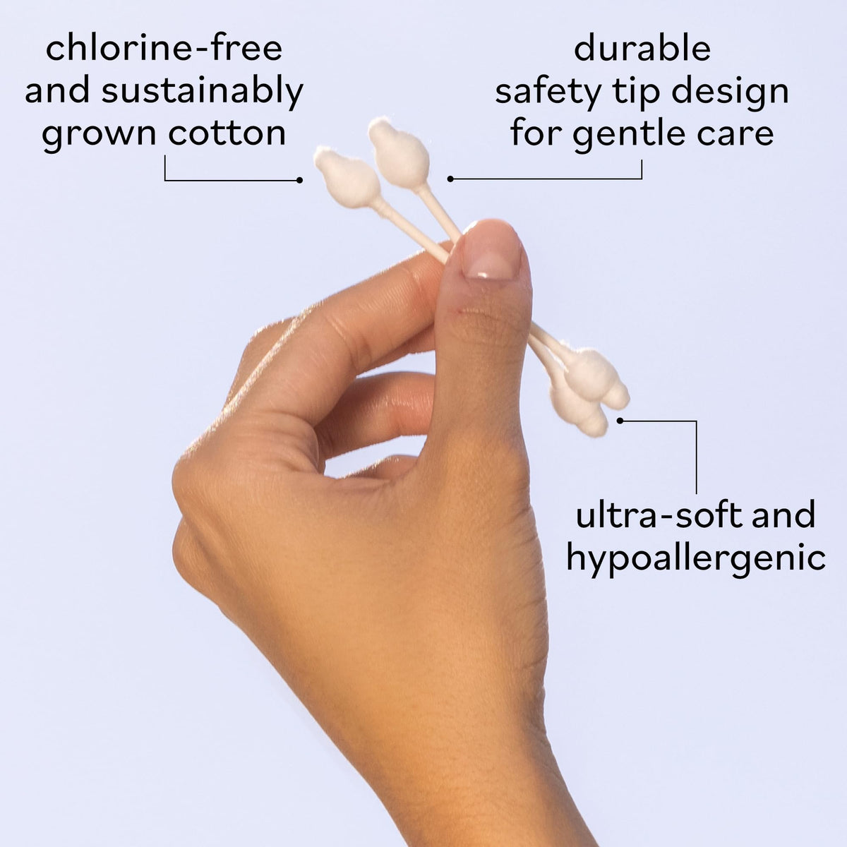 Sky Organics Organic Baby Cotton Swabs soft safety tip close-up