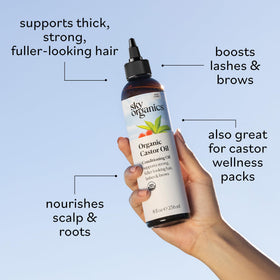 Sky Organics Organic Castor Oil 8oz bottle back view