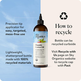 Sky Organics Organic Castor Oil 8oz with application instructions