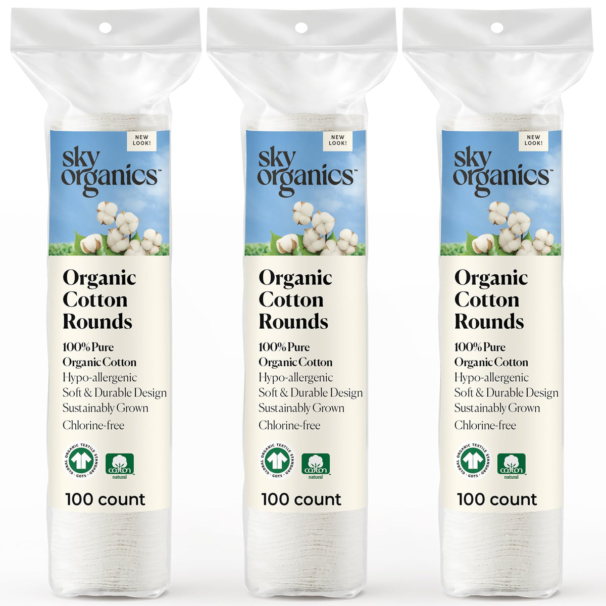 Sky Organics Organic Cotton Rounds 300ct front view