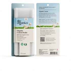 Sky Organics Organic Cotton Swabs 375 ct back view