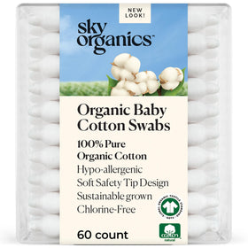 Sky Organics Organic Cotton Swabs 60ct pack front view