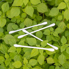 Sky Organics Organic Cotton Swabs displayed with skincare products