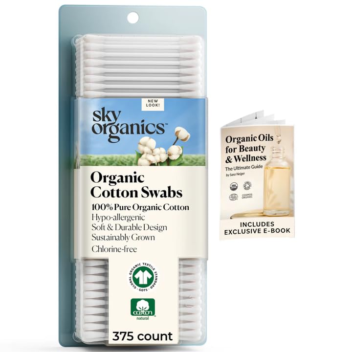 Sky Organics Organic Cotton Swabs packaging side view