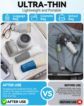 Skyconser Silicone Bottle Cover showing elastic fit on toiletries