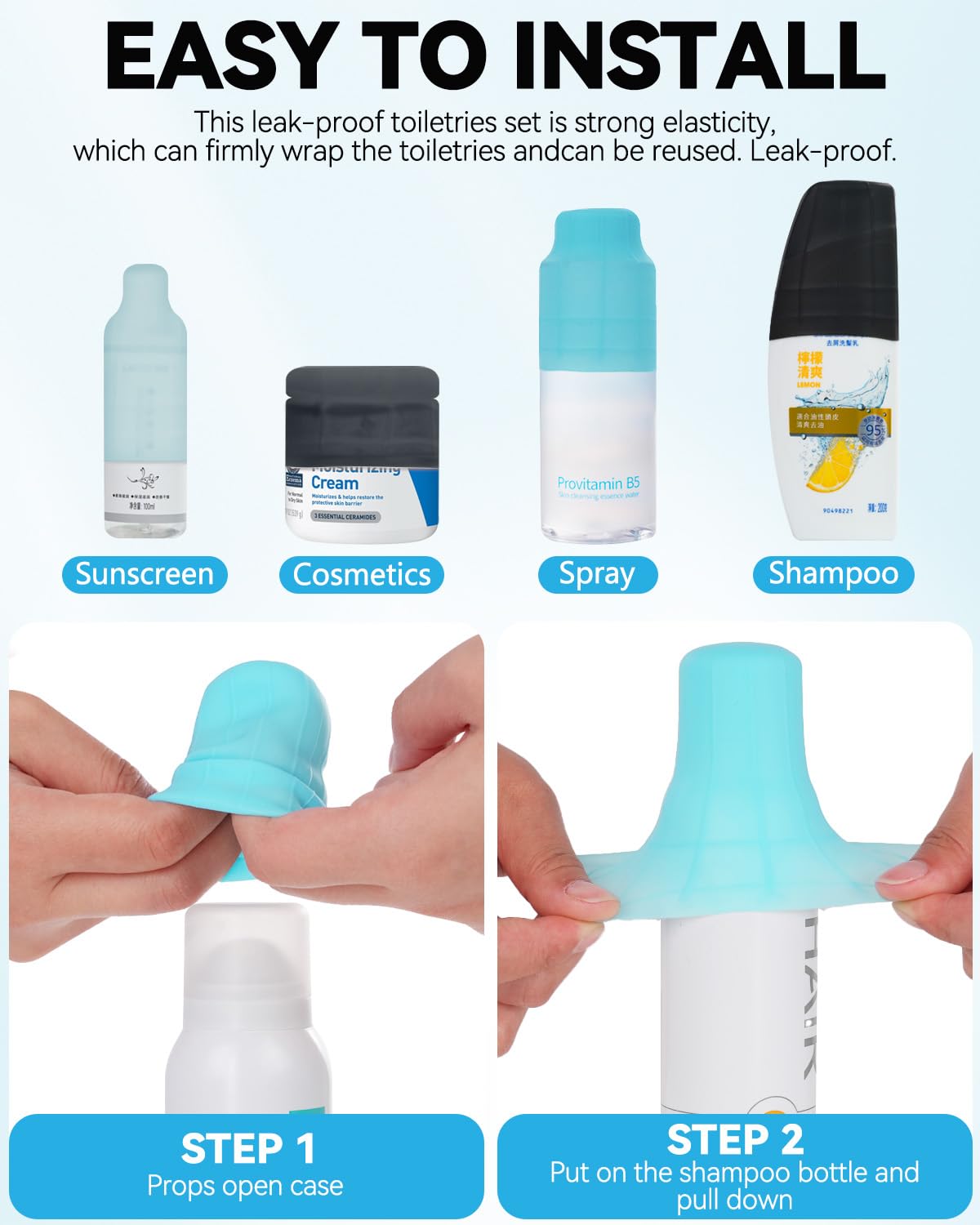 Skyconser Silicone Bottle Covers in light blue and sky blue