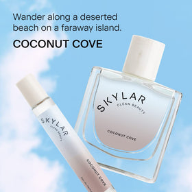 Skylar Coconut Cove bottle with tropical background