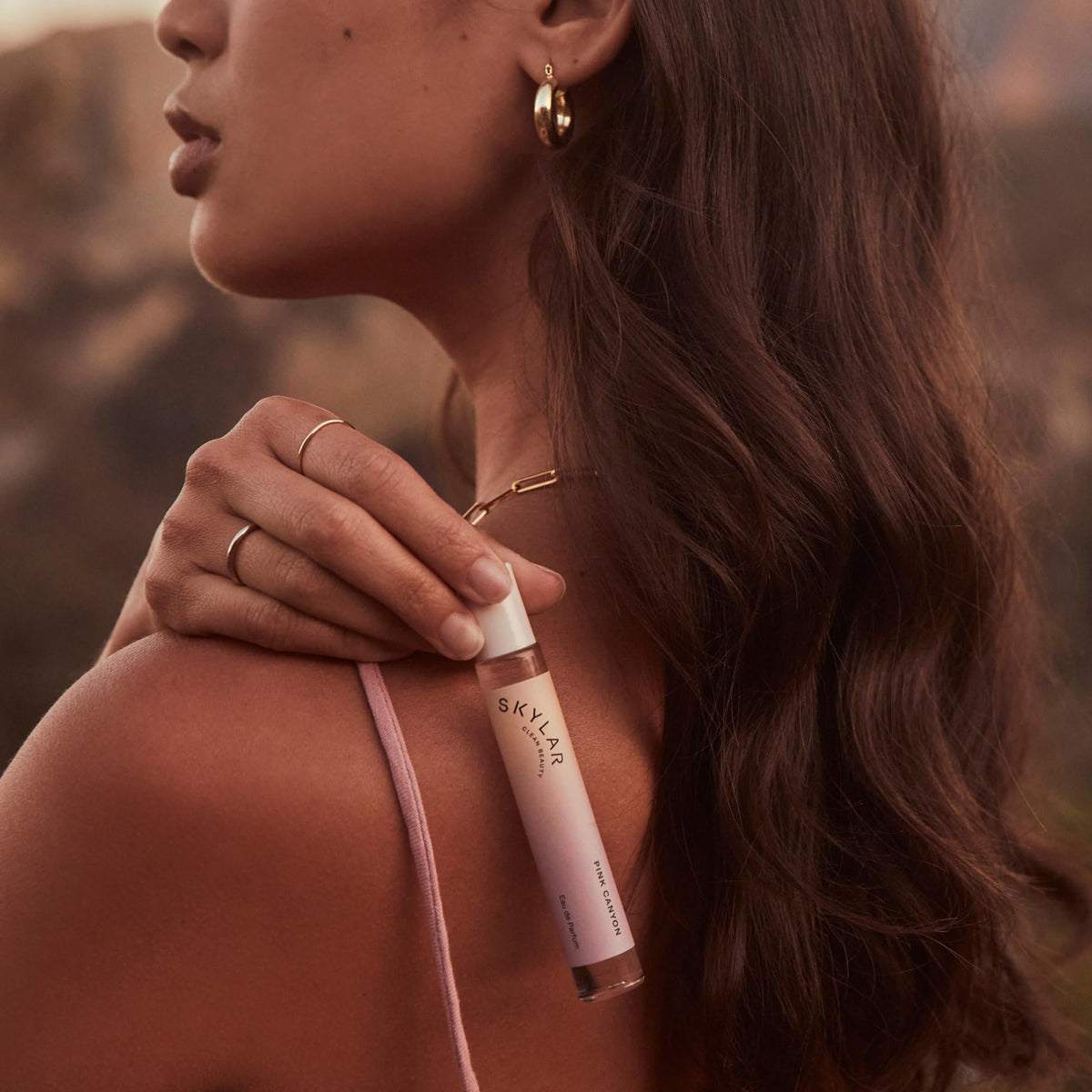 Skylar Pink Canyon Rollerball in a travel bag