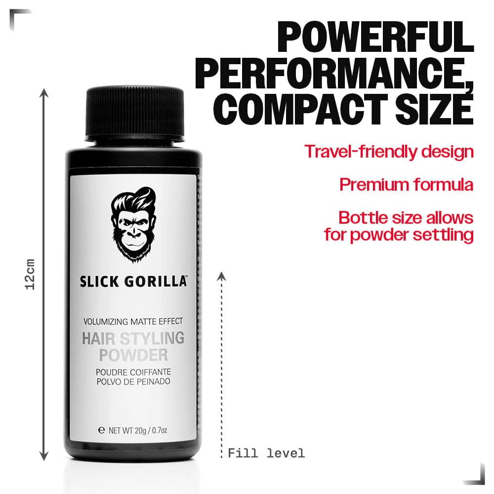 Slick Gorilla Hair Styling Powder with a comb and mirror