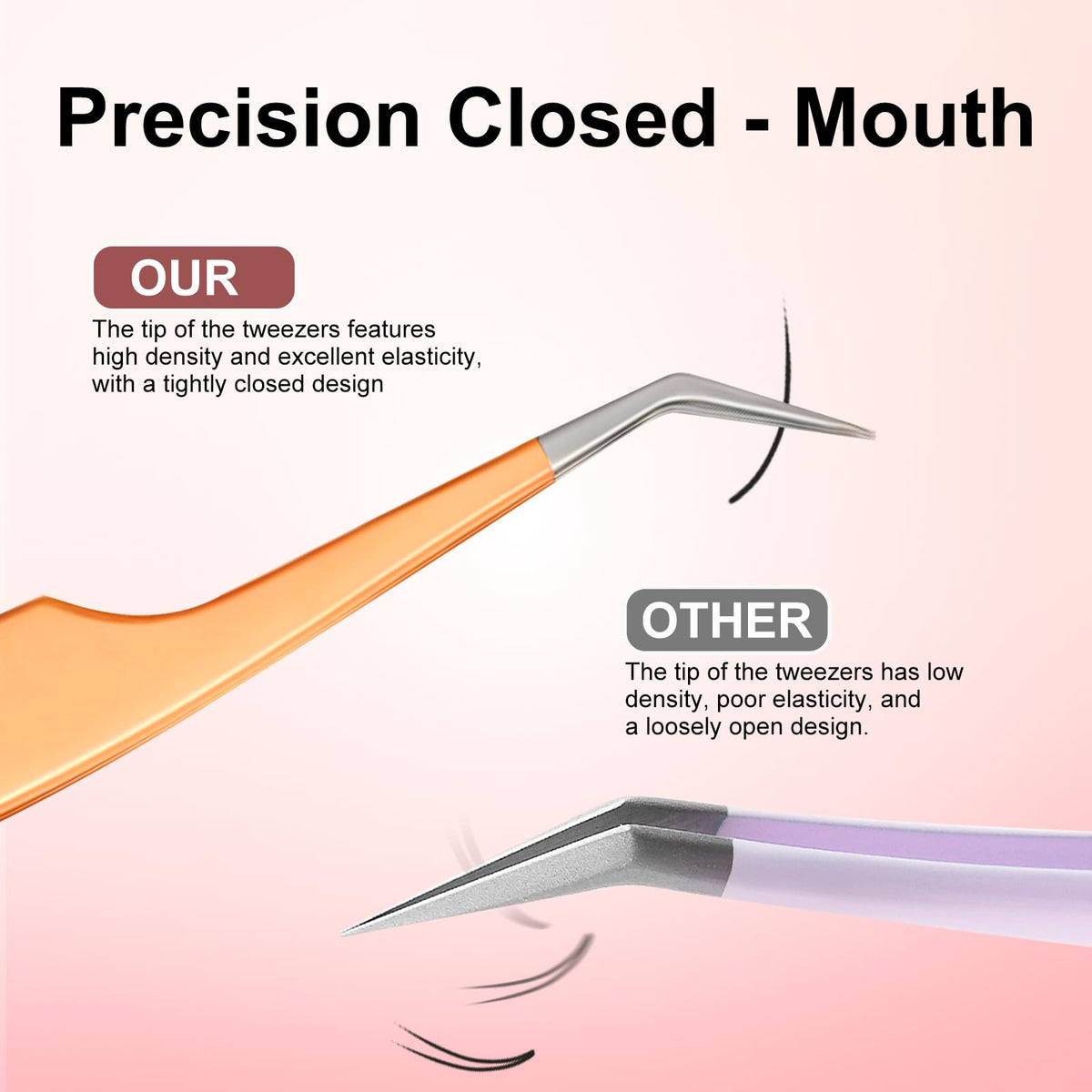 Slim tweezer with strong grip for eyelash application