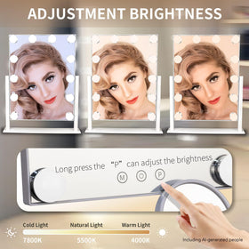 SLIMOON Makeup Vanity Mirror side view with touchscreen controls