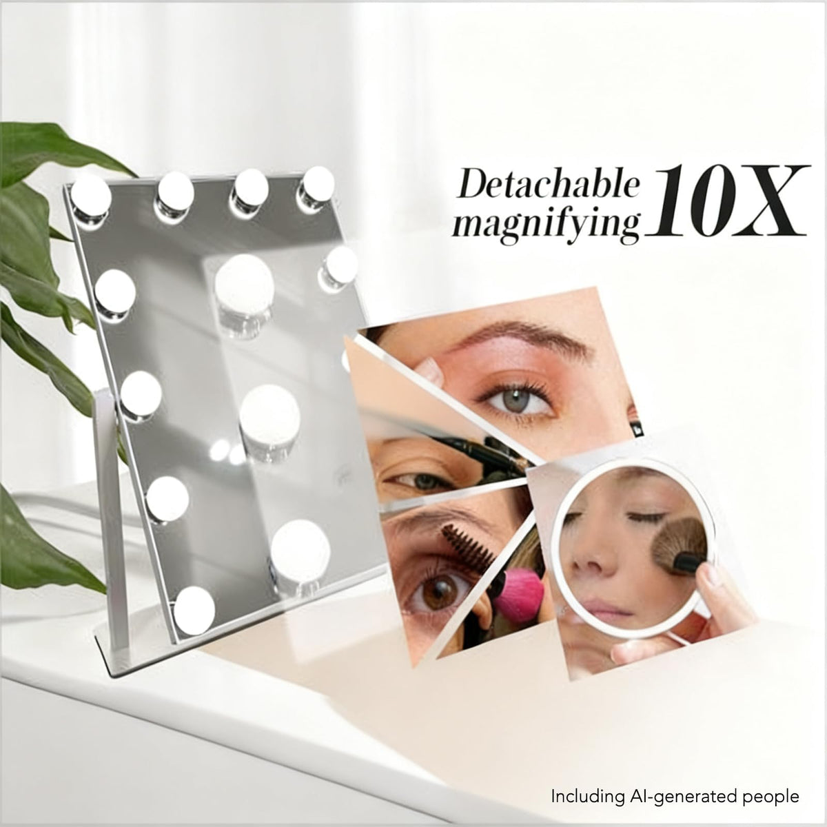 SLIMOON Makeup Vanity Mirror with 10X magnification close-up
