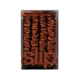 SLIP auburn scrunchies showing their elegant design
