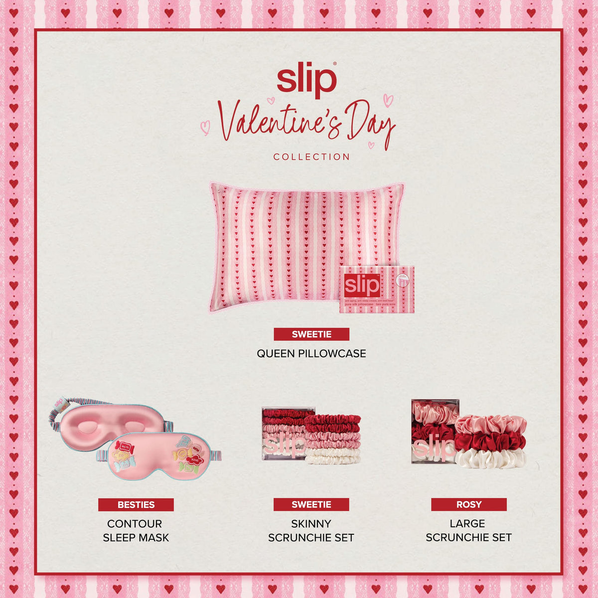 SLIP scrunchies displayed with a beauty product backdrop