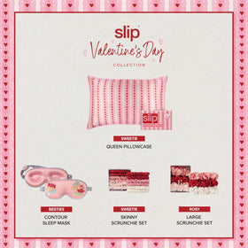 SLIP scrunchies displayed with a beauty product backdrop