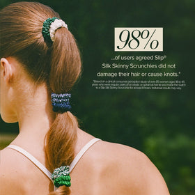 SLIP Silk Hair Ties displayed on a wooden surface