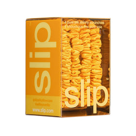 SLIP Silk Hair Ties golden scrunchies set of 4 in lifestyle setting