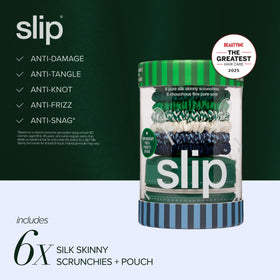 SLIP Silk Hair Ties in clover club and forest colours