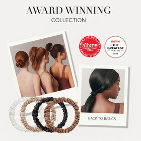 SLIP Silk Hair Ties in use with a sleek ponytail