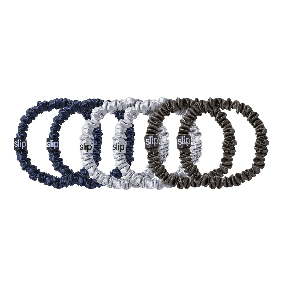 SLIP Silk Hair Ties Midnight Collection displayed on a flat surface