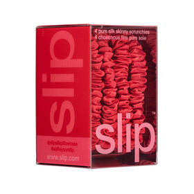 SLIP Silk Hair Ties Red Skinny Scrunchies with other hair accessories