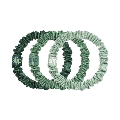SLIP Silk Hair Ties Set of 3 in ivy, sage, and mint